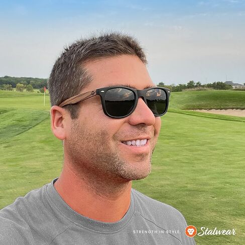 Lightweight Zebra Wood Sunglasses for Men and Women | Matte Black Frame and Real Wood Arms | Grey Polarized Lenses with 100% UVA and UVB Ray Protection in Saudi Arabia