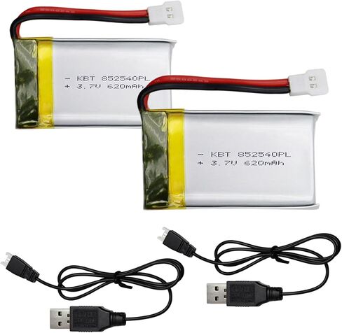 استبدال بطارية طائرة بدون طيار KBT 3.7 فولت 620 مللي أمبير/ساعة 25C، قطعتان بطاريات بدون طيار 852540 قابلة لإعادة الشحن وشاحن USB لبطارية ليبو in Kuwait
