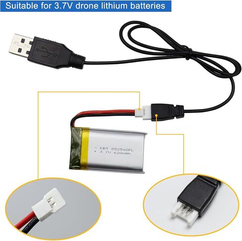 استبدال بطارية طائرة بدون طيار KBT 3.7 فولت 620 مللي أمبير/ساعة 25C، قطعتان بطاريات بدون طيار 852540 قابلة لإعادة الشحن وشاحن USB لبطارية ليبو in Kuwait