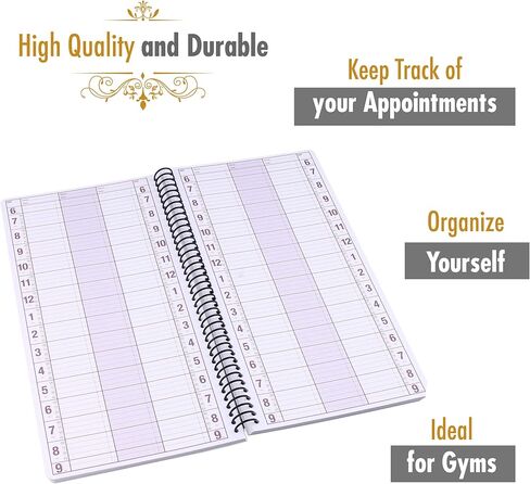 كتاب مواعيد مكون من 6 أعمدة غير مؤرخ - 200 صفحة مع حامل قلم: مخطط أسبوعي كل ساعة لصالونات التجميل ومصفف الشعر والمطاعم والمنتجعات الصحية وجدولة المصمم in Kuwait