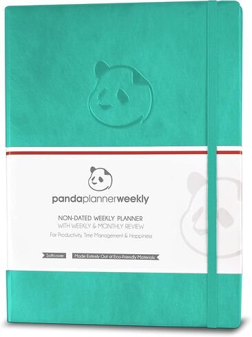 Panda Planner Weekly Turquoise - Productivity & Happiness- 1 Year Planner - 8.5 x 11" - Softcover - Weekly Layout, Calendar, Journal, Daily Gratitude, Personal Organizer: All-in-1! Guaranteed in Saudi Arabia