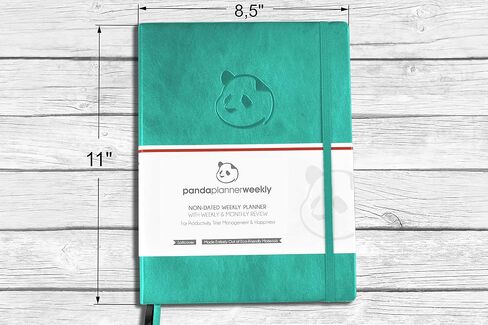 Panda Planner Weekly Turquoise - Productivity & Happiness- 1 Year Planner - 8.5 x 11" - Softcover - Weekly Layout, Calendar, Journal, Daily Gratitude, Personal Organizer: All-in-1! Guaranteed in Saudi Arabia