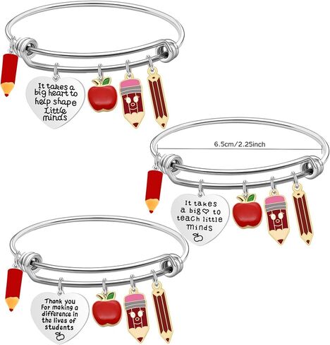 Teacher Appreciation Bracelet,3 Pieces Teacher Bangle Jewelry Teacher's Day Gift for Teacher Educators Schoolmaster Teacher Gratitude Week Back to School Gift in Saudi Arabia