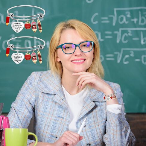 Teacher Appreciation Bracelet,3 Pieces Teacher Bangle Jewelry Teacher's Day Gift for Teacher Educators Schoolmaster Teacher Gratitude Week Back to School Gift in Saudi Arabia