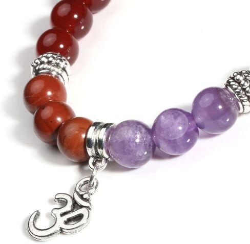 Eigso 7 شقرا المرأة الريكي شفاء التأمل كريستال حجر تمتد سوار مع لوتس/اليوغا/شجرة/OM رمز علامة in Kuwait