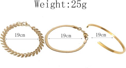 3 Pieces 14K Gold Bracelet Set, Flat Snake Bone Herringbone Smooth Surface Bangle Bracelets, Stackable Statement Jewelry Gifts for Women Teen Girls in Saudi Arabia