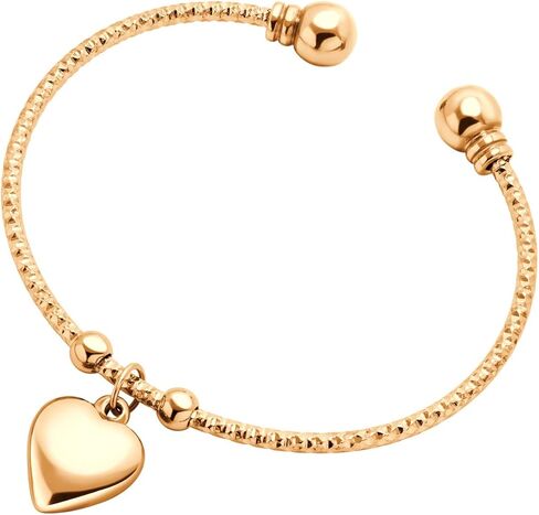 555Jewelry Stainless Steel Open Cuff Bangle Heart Charm Bracelet for Women & Girls in Kuwait