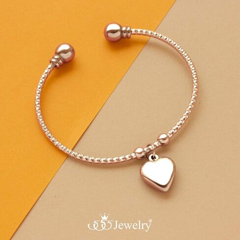 555Jewelry Stainless Steel Open Cuff Bangle Heart Charm Bracelet for Women & Girls in Kuwait