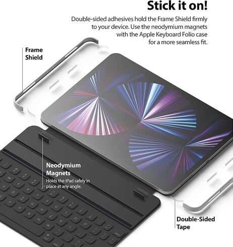 Ringke Frame Shield مصمم لجهاز iPad Pro 11 2021 لوحة المفاتيح (11 بوصة، الجيل الثالث) - فضي غير لامع in Kuwait
