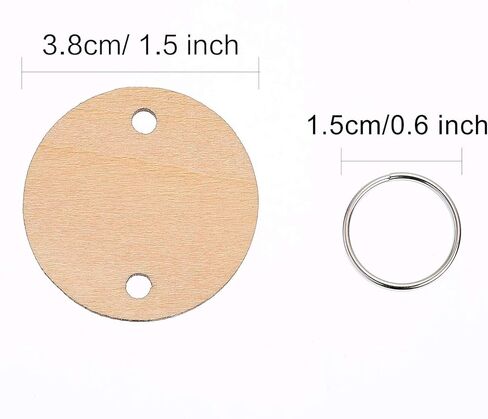 100 قطعة من الأقراص الخشبية المستديرة من Bememo مع فتحات لبطاقات عيد الميلاد و100 قطعة حلقات 15 ملم للفنون والحرف اليدوية (3.8 سم) in Kuwait