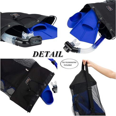 حقيبة غوص شبكية من PACMAXI، حقيبة غوص للسفر للغوص أو الغطس مع جيب بسحاب واحد وجيب شبكي واحد، يمكن أن تحمل قناعًا وزعانف وأنبوب تنفس علوي وزعانف رحلة. in Kuwait