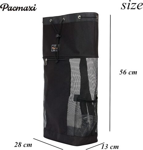 حقيبة غوص شبكية من PACMAXI، حقيبة غوص للسفر للغوص أو الغطس مع جيب بسحاب واحد وجيب شبكي واحد، يمكن أن تحمل قناعًا وزعانف وأنبوب تنفس علوي وزعانف رحلة. in Kuwait