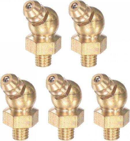 uxcell Brass 45 Degree Grease Fitting M8 x 1mm Thread Hydraulic Grease Fitting Accessories, 5Pcs in Saudi Arabia