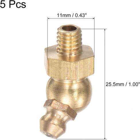 uxcell Brass 45 Degree Grease Fitting M8 x 1mm Thread Hydraulic Grease Fitting Accessories, 5Pcs in Saudi Arabia