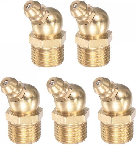 uxcell Brass 45 Degree Grease Fitting M8 x 1mm Thread Hydraulic Grease Fitting Accessories, 5Pcs in Saudi Arabia
