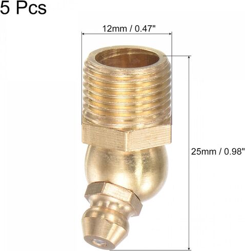 uxcell Brass 45 Degree Grease Fitting M8 x 1mm Thread Hydraulic Grease Fitting Accessories, 5Pcs in Saudi Arabia