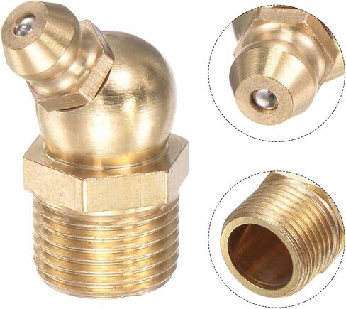 uxcell Brass 45 Degree Grease Fitting M8 x 1mm Thread Hydraulic Grease Fitting Accessories, 5Pcs in Saudi Arabia