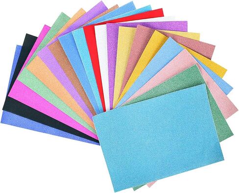حزمة ورق بطاقات لامعة، عبوة من 30 ورقة مقاس A4 ورق لامع لاصق ذاتي اللصق، ورق خلفي لاصق، 10 ألوان متنوعة in Kuwait