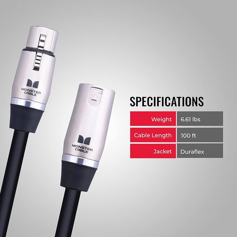 Monster Cable Prolink Performer 600 Microphone Cable. 30 feet XLR Cable. Custom XLR Cables. Microfiber Dielectric Duraflex Jacket XLR Microphone Cable. in Kuwait