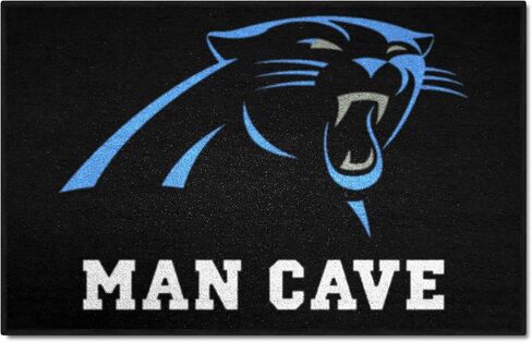 سجادة FANMATS 14277 Carolina Panthers Man Cave Starter Mat - 19 بوصة. × 30 بوصة. | سجادة ديكور المنزل لمحبي الرياضة وبساط خلفي in Saudi Arabia