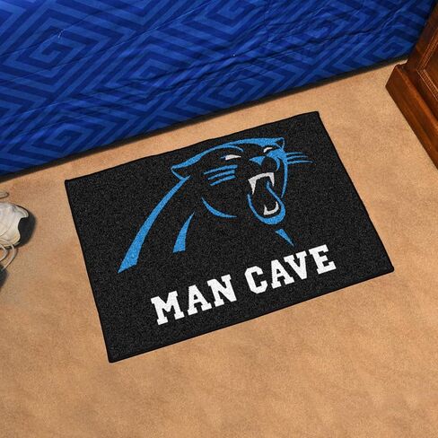 سجادة FANMATS 14277 Carolina Panthers Man Cave Starter Mat - 19 بوصة. × 30 بوصة. | سجادة ديكور المنزل لمحبي الرياضة وبساط خلفي in Saudi Arabia