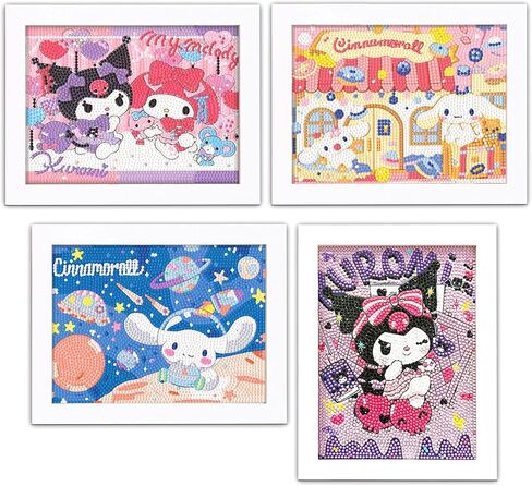 Uoyhihs 4Psc Kawaii الماس مجموعات الفن للفتيات مع الإطار، مجموعات الرسم الماس الكرتون للفتيات، هدايا لطيف للنساء الفتيات in Kuwait