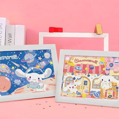 Uoyhihs 4Psc Kawaii الماس مجموعات الفن للفتيات مع الإطار، مجموعات الرسم الماس الكرتون للفتيات، هدايا لطيف للنساء الفتيات in Kuwait