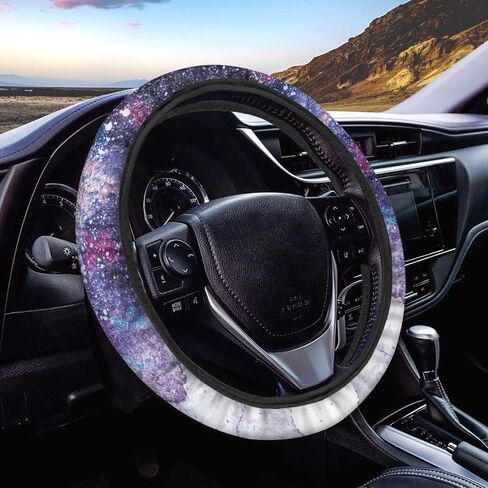 American Flag Printed Car Steering Wheel Cover 2 Pack Soft Vehicle Seatbelt Pads, Sunflower Printed 3 Piece Car Wteering and Seat Belt Covers Set, Universal Fit for Car SUV Sedan Van in Saudi Arabia