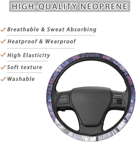 American Flag Printed Car Steering Wheel Cover 2 Pack Soft Vehicle Seatbelt Pads, Sunflower Printed 3 Piece Car Wteering and Seat Belt Covers Set, Universal Fit for Car SUV Sedan Van in Saudi Arabia
