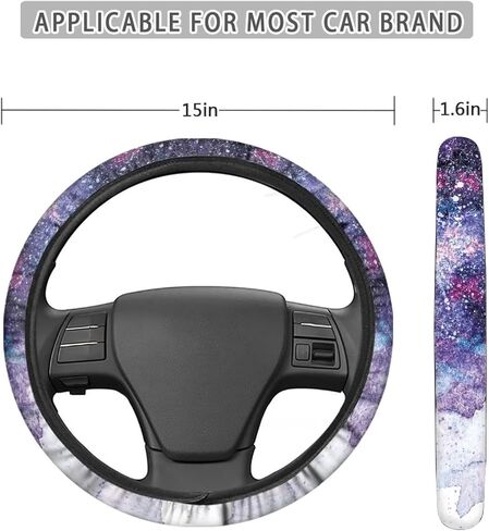 American Flag Printed Car Steering Wheel Cover 2 Pack Soft Vehicle Seatbelt Pads, Sunflower Printed 3 Piece Car Wteering and Seat Belt Covers Set, Universal Fit for Car SUV Sedan Van in Saudi Arabia