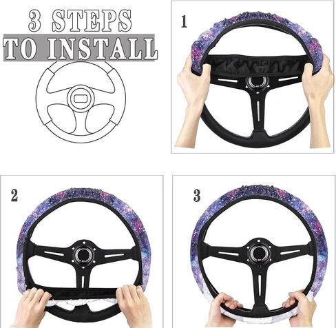 American Flag Printed Car Steering Wheel Cover 2 Pack Soft Vehicle Seatbelt Pads, Sunflower Printed 3 Piece Car Wteering and Seat Belt Covers Set, Universal Fit for Car SUV Sedan Van in Saudi Arabia