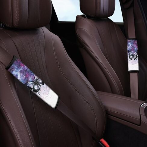 American Flag Printed Car Steering Wheel Cover 2 Pack Soft Vehicle Seatbelt Pads, Sunflower Printed 3 Piece Car Wteering and Seat Belt Covers Set, Universal Fit for Car SUV Sedan Van in Saudi Arabia