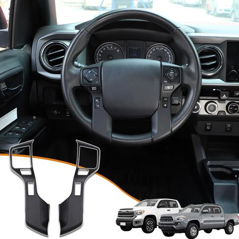 Aunginsy Steering Wheel Button Frame Cover Trim Fit Toyot@a Tundra 2014-2021 & Tacoma 2016-2023 Steering Wheel Button Panel Moulding Chrome Protection Frame Sticker ABS Decorative Interior Accessories in Saudi Arabia