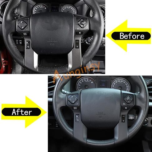 Aunginsy Steering Wheel Button Frame Cover Trim Fit Toyot@a Tundra 2014-2021 & Tacoma 2016-2023 Steering Wheel Button Panel Moulding Chrome Protection Frame Sticker ABS Decorative Interior Accessories in Saudi Arabia