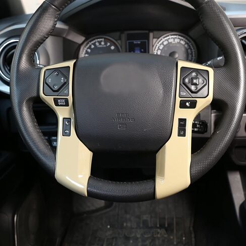 Aunginsy Steering Wheel Button Frame Cover Trim Fit Toyot@a Tundra 2014-2021 & Tacoma 2016-2023 Steering Wheel Button Panel Moulding Chrome Protection Frame Sticker ABS Decorative Interior Accessories in Saudi Arabia