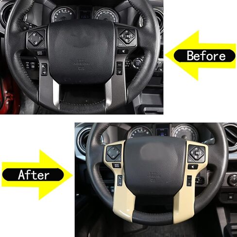Aunginsy Steering Wheel Button Frame Cover Trim Fit Toyot@a Tundra 2014-2021 & Tacoma 2016-2023 Steering Wheel Button Panel Moulding Chrome Protection Frame Sticker ABS Decorative Interior Accessories in Saudi Arabia