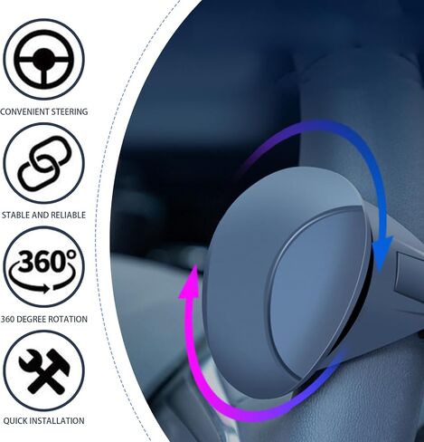 1 PC Car Steering Wheel Booster, 360 Degrees One-hand Steering Assist Driving Ball, Anti-slip Silicone Handle Steering Wheel Spinner, Universal Steering Wheel Portable Tools for Cars (Black) in Saudi Arabia