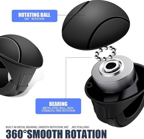 1 PC Car Steering Wheel Booster, 360 Degrees One-hand Steering Assist Driving Ball, Anti-slip Silicone Handle Steering Wheel Spinner, Universal Steering Wheel Portable Tools for Cars (Black) in Saudi Arabia