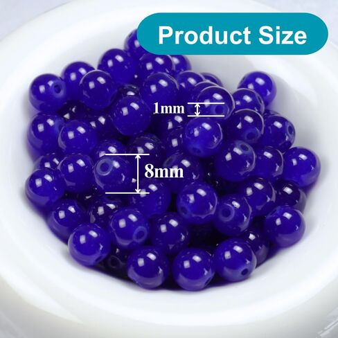 145pcs Glass Beads, 8mm Glass Beads for Barcelet and Jewelry Making DIY Crafts (Navy Blue) in Saudi Arabia