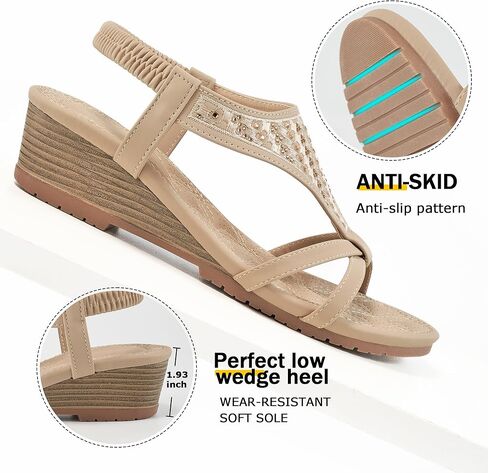 صنادل HARENCE بكعب عريض للأحذية النسائية: صنادل مريحة بكعب منخفض ومفتوحة عند الأصابع أحذية رسمية بوهيمية مع حزام كاحل مرن سهل الارتداء على صندل الشاطئ الصيفي in Kuwait