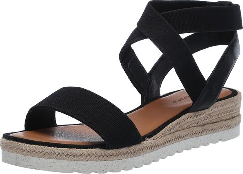Lucky Brand Women's THIMBA Wedge Sandal, Black, 9.5 in Saudi Arabia