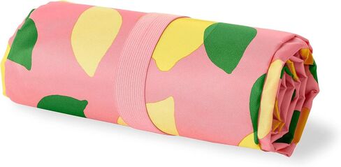 Kate Spade New York Pink Foldable Picnic Blanket, Large Outdoor Blanket Fits Up to 4 Adults, Portable Blanket for Camping or Beach, Lemons in Saudi Arabia