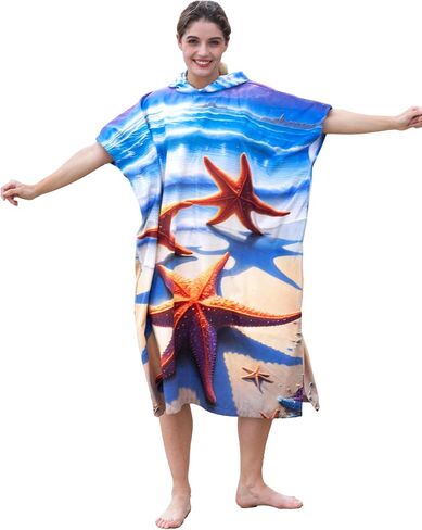 Catalonia Surf Poncho Changing Towel Robe - Quick-Dry Microfiber Hooded Beach Cover Up, Summer Absorbent Wetsuit Change Robe for Men and Women, Ideal for Surfing, Swimming, Pool, Camping, and Water in Kuwait