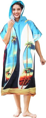 Catalonia Surf Poncho Changing Towel Robe - Quick-Dry Microfiber Hooded Beach Cover Up, Summer Absorbent Wetsuit Change Robe for Men and Women, Ideal for Surfing, Swimming, Pool, Camping, and Water in Kuwait