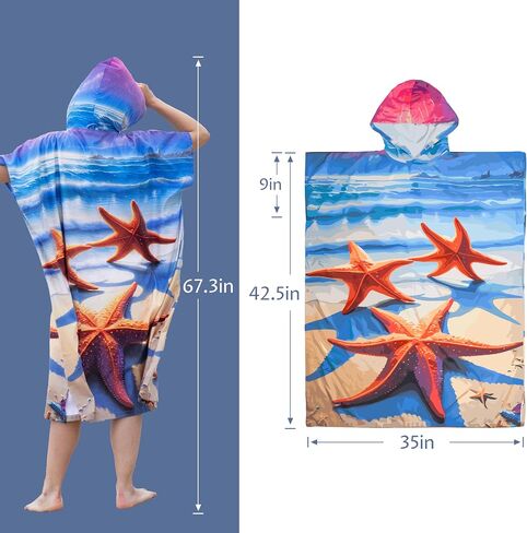Catalonia Surf Poncho Changing Towel Robe - Quick-Dry Microfiber Hooded Beach Cover Up, Summer Absorbent Wetsuit Change Robe for Men and Women, Ideal for Surfing, Swimming, Pool, Camping, and Water in Kuwait