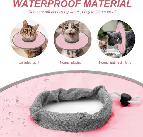 Cat Recovery Collar, Adjustable Cat Neck Protective Cat Collar Waterproof Elizabethan E Collar for Cats Kittens Puppies After Surgery to Stop Licking Wounds (Pink, Size M) in Saudi Arabia