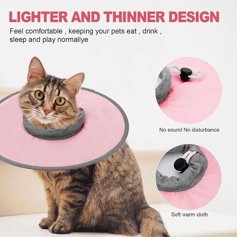 Cat Recovery Collar, Adjustable Cat Neck Protective Cat Collar Waterproof Elizabethan E Collar for Cats Kittens Puppies After Surgery to Stop Licking Wounds (Pink, Size M) in Saudi Arabia