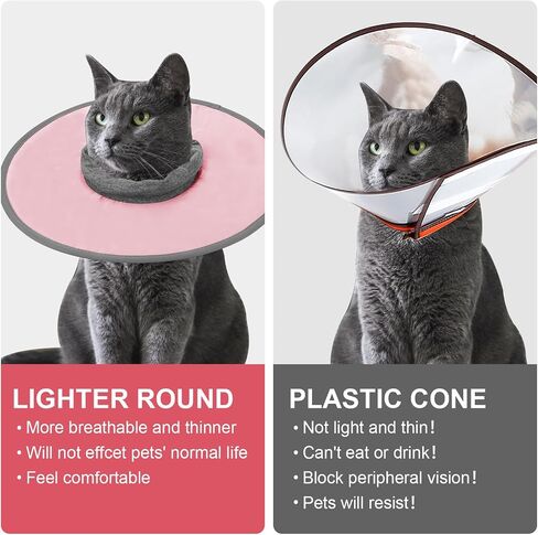 Cat Recovery Collar, Adjustable Cat Neck Protective Cat Collar Waterproof Elizabethan E Collar for Cats Kittens Puppies After Surgery to Stop Licking Wounds (Pink, Size M) in Saudi Arabia