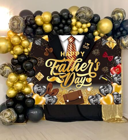 Happy Father's Day Banner Backdrop I Love Dad Fathers Day Decorations 7x5FT Blue and Silvery Balloons Thank You Daddy Background Best Dad Ever Party Supplies Photo Props in Saudi Arabia