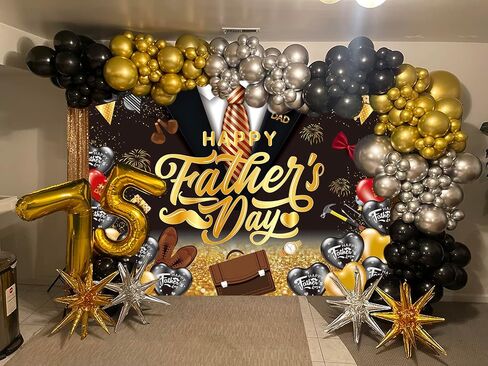 Happy Father's Day Banner Backdrop I Love Dad Fathers Day Decorations 7x5FT Blue and Silvery Balloons Thank You Daddy Background Best Dad Ever Party Supplies Photo Props in Saudi Arabia